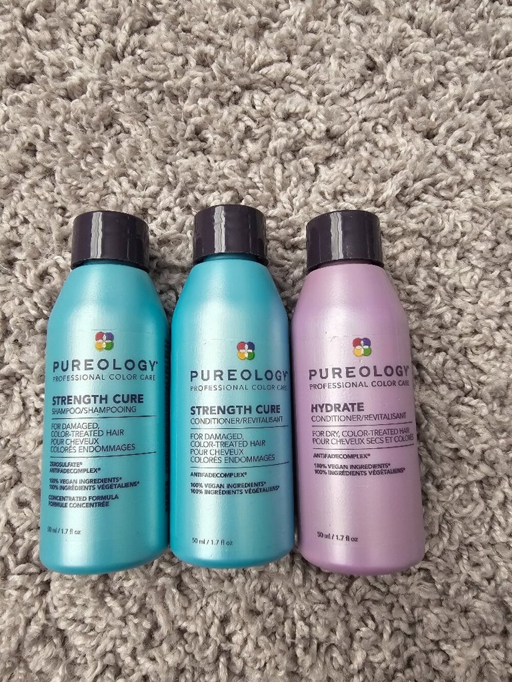 Set of 3 mini Pureology shampoo and conditioner